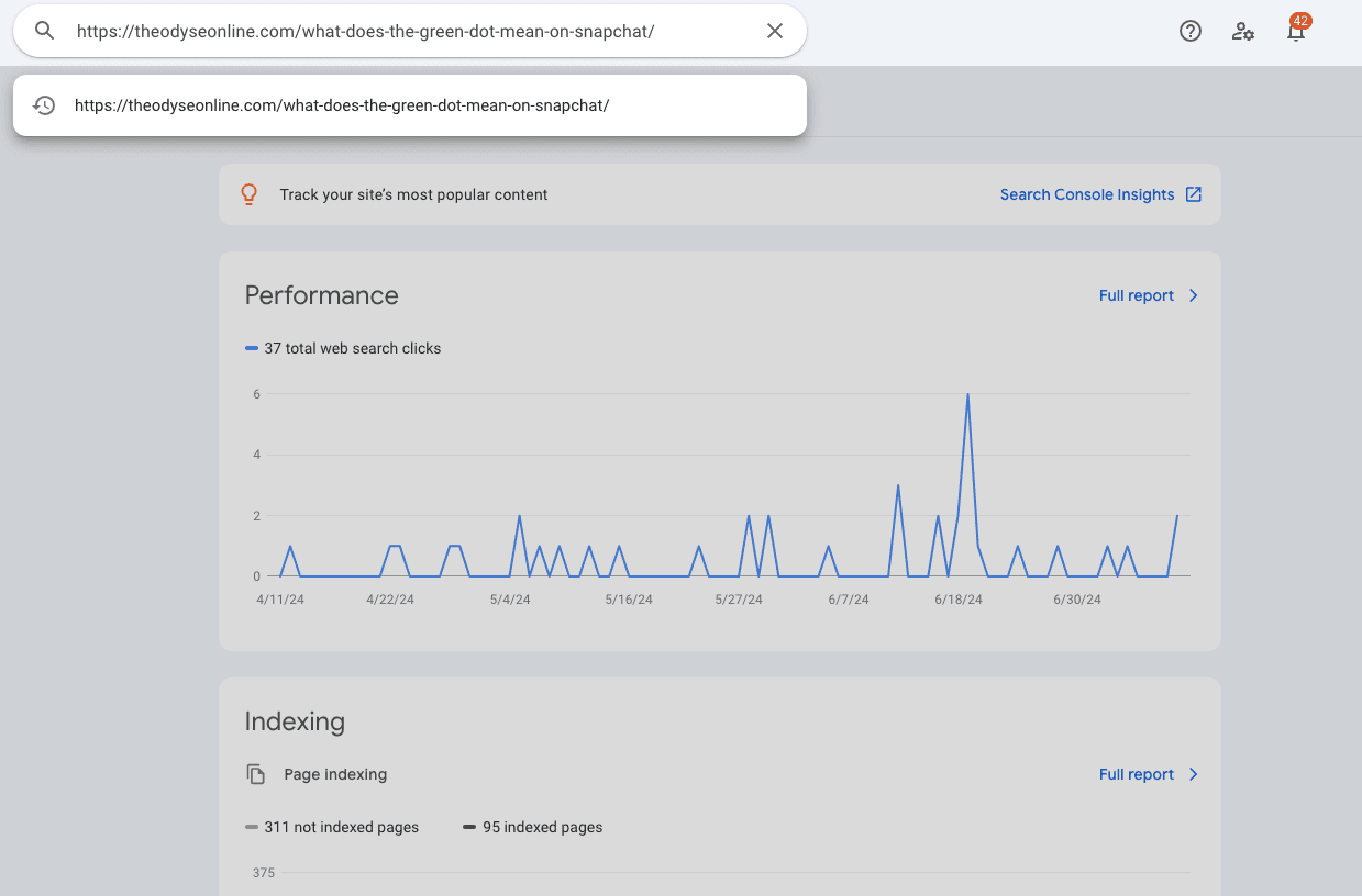 enter url in search console property
